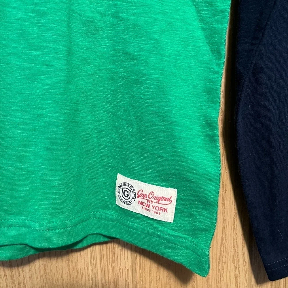 Kids Green, White & Yellow Colorblock Stripe Henley Longsleeve T-Shirt | Gap NWT